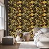 Golden Hibiscus Wallpaper Ochre, Gold and Yellow for Living Room and Bedroom 50x1000