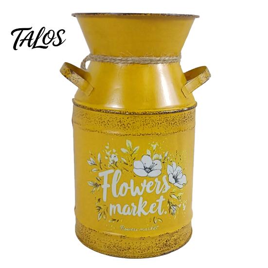 Lightweight Metal Vase Rustic Milk Can with Handle, Vintage Jug for Retro Fresh/Dried/Artificial Flowers, Distressed Flower Container Home Decor