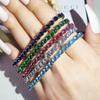 17/19CM Fileira Única Cristal Verde Pedra Redonda Pulseiras Tennis para Mulheres Cor Prata Joias Cor Multicolor Zircônio Correntes Pulseira
