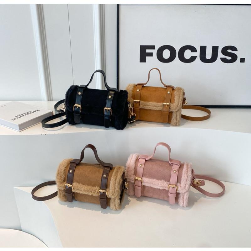 Autumn and Winter Shoulder Bags for Women New Lamb Plush Suede Ladies Small Square Crossbody Bags Bolsas Para Mujeres