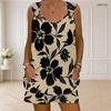Women Plus Size Sleeveless Ring Strap Floral Printed Tank Top And Pocket Shorts Two Piece Set