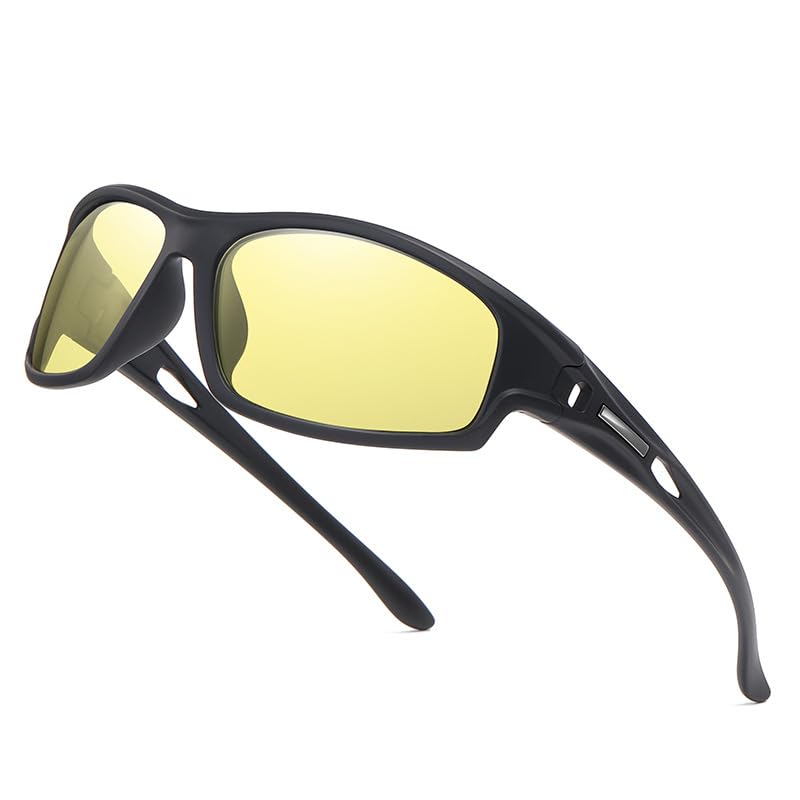 FEISEDY and Polarized UV400 TAC for Night and B1403 Men's Women's Sunglasses, Protection, Lens, Driving, Cycling, Baseball, Running, More, Yellow,