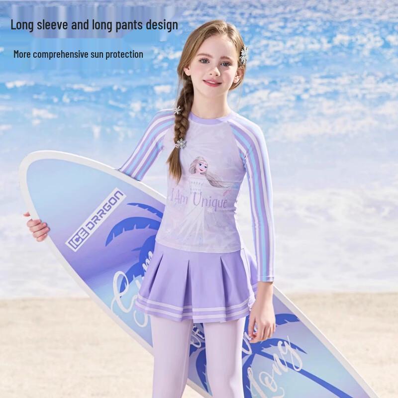 Disney Girls' Long Sleeve Split Swimsuit with Long Pants