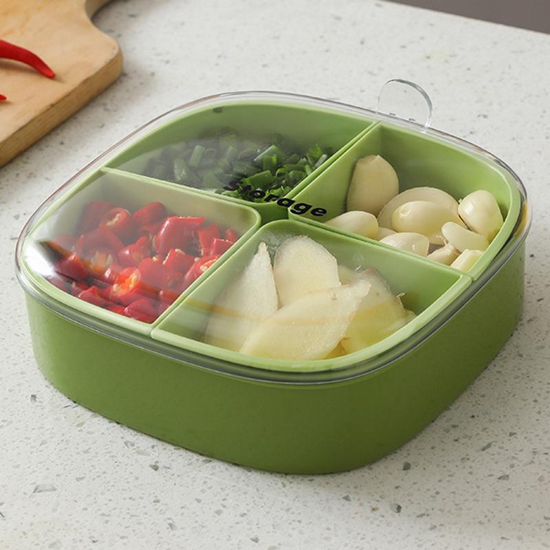 

1Pc Onion Garlic Ginger Preservation Box Kitchen Refrigerator Freezing Separator No Odor Sealed Drainage Storage Container зелёный