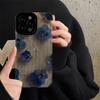 Blue camellia is suitable for Apple iphone14promax mobile phone case, new premium 13 toothpick pattern 12 Korean style.