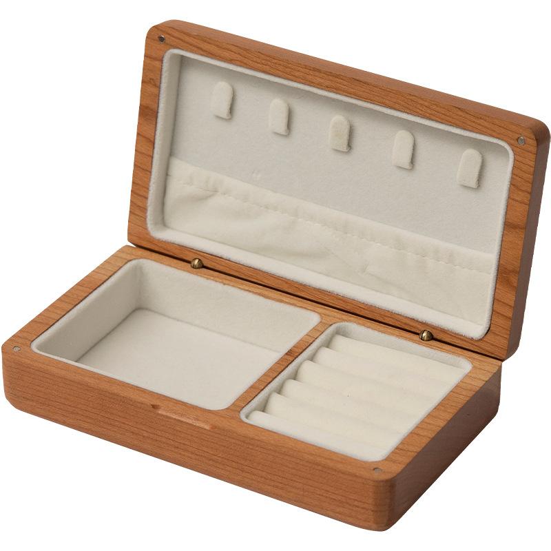 

НОВАЯ портативная фланелевая коробка для хранения ювелирных изделий, высококачественная, роскошная, черная, ореховая, винтажная, ожерелье, серьги, портативная, для путешествий, чистое дерево