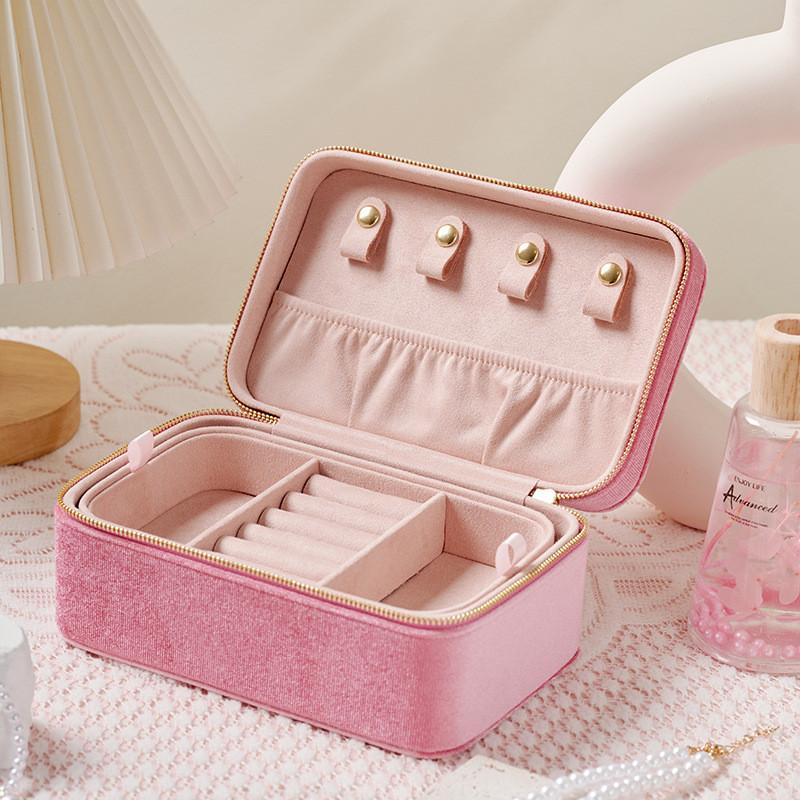 Leather Jewelry Box With Soft Double Layer Storage For Travel And Gift Use