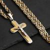 Jesus Bible Engraved Crucifix Cross Pendant Necklaces Trendy Byzantine Stainless Steel Men Chain Necklaces Fashion Jewelry NC01