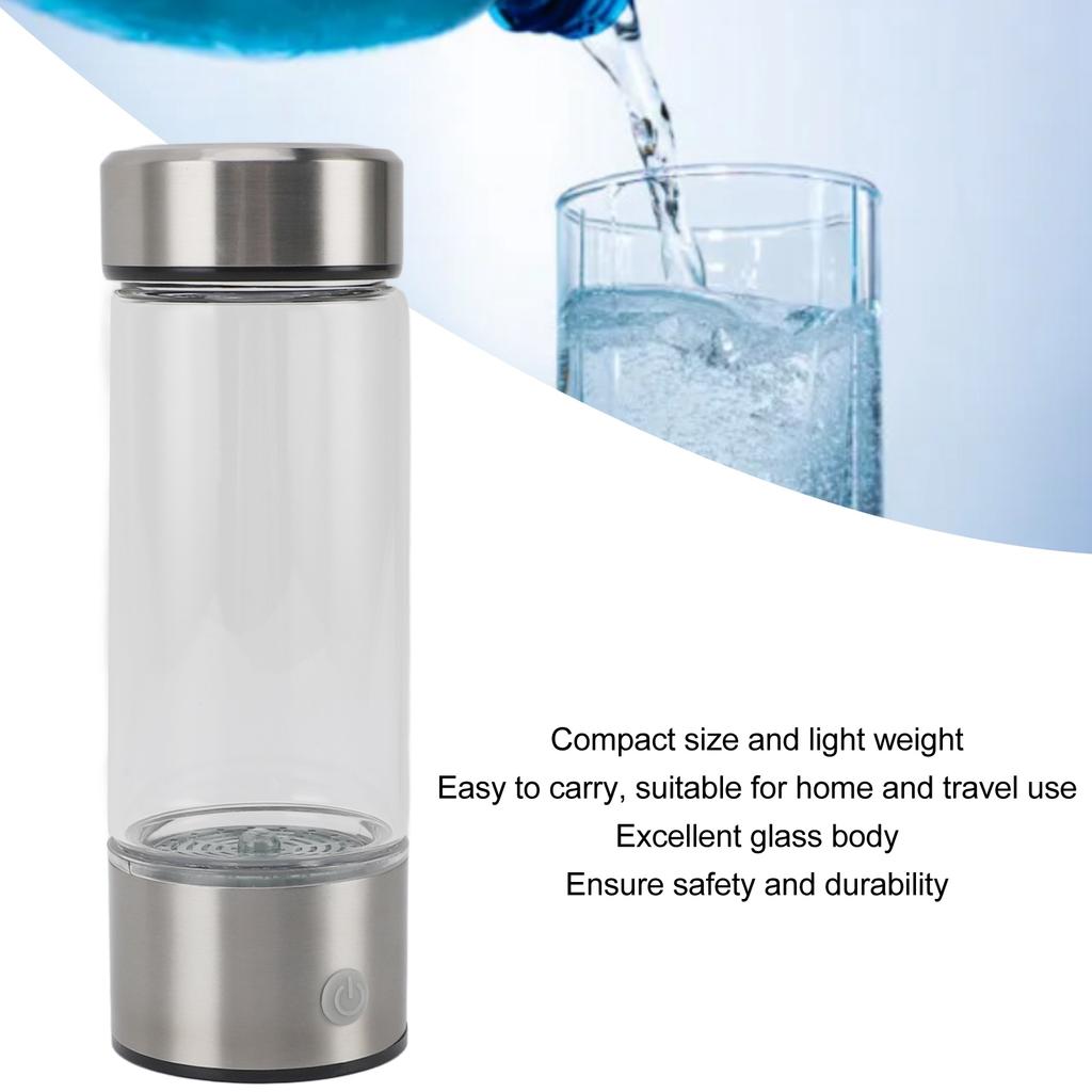 Hydrogen Water Bottle Glass Portable Water Ionizer Machine Generator Health Cup for Travel