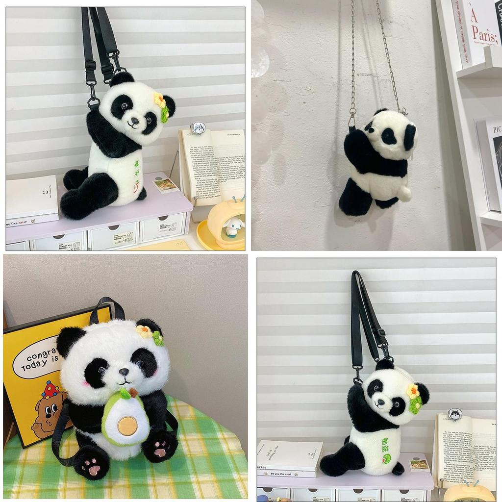 Plüsch-Rucksack mit Panda-Motiv für Mädchen, atmungsaktives Design und sicherer Reißverschluss für den täglichen Gebrauch