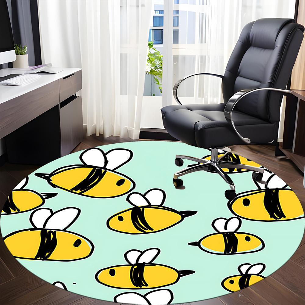 1pc Bee Print Chair Carpet for Office, Soft Flannel Throw Mat, Perfect for Office, Holiday Party Decoration Choice Yy260209050