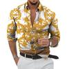 Trendy long-sleeve shirt with luxury chain, leopard & zebra print, stylish and versatile.