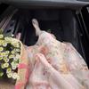 French Floral Summer Strapless Dress & Sunscreen Shirt Set for Women