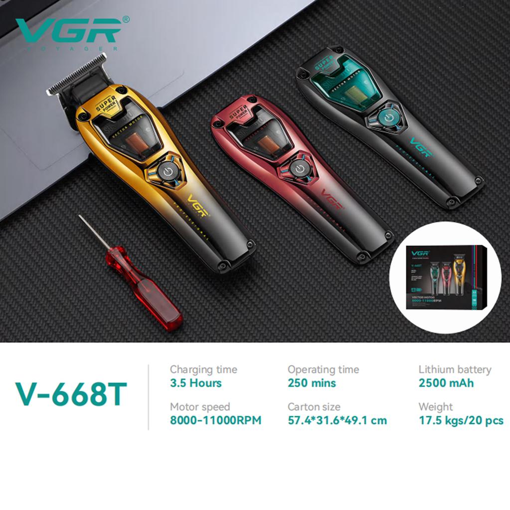 VGR Hair Clippers Professional Hair Cut Machine 11000RPM Electric Clippers Adjustable Metal Trimmers for Men V-668 LED Intelligent Digital Display