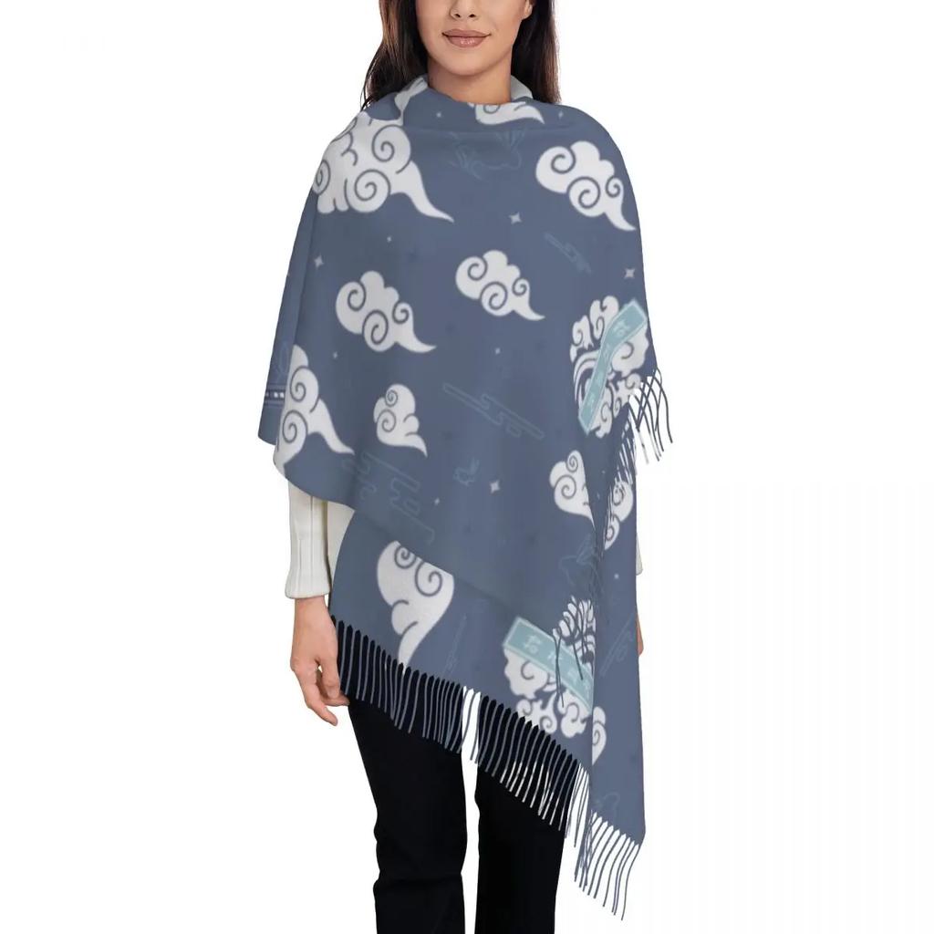 Custom Gusu Lan Sect The Untamed Tassel Scarf Women Soft Mo Dao Zu Shi Wei Wuxian Shawl Wrap Lady Winter Fall Scarves
