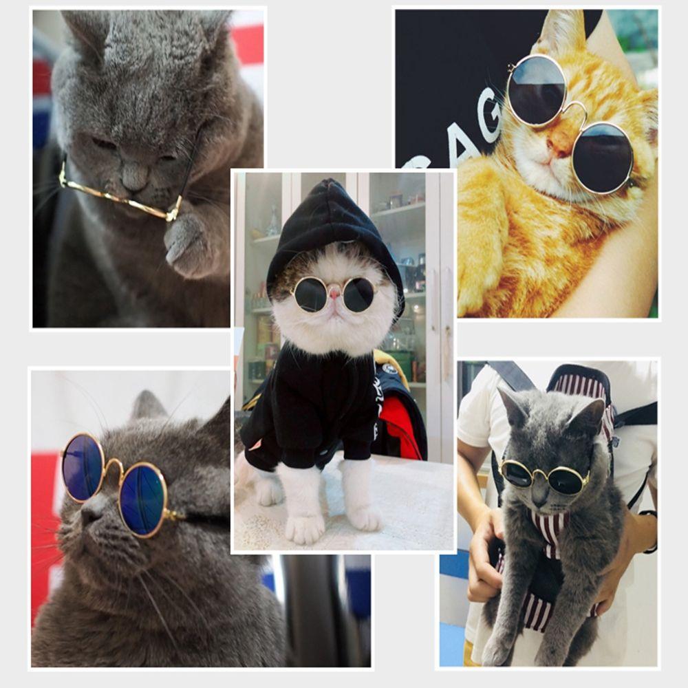 Round Pet Supplies Trend Toys Photos Props Pet Sunglasses Eye-wear Reflection Glasses Cat Glasses