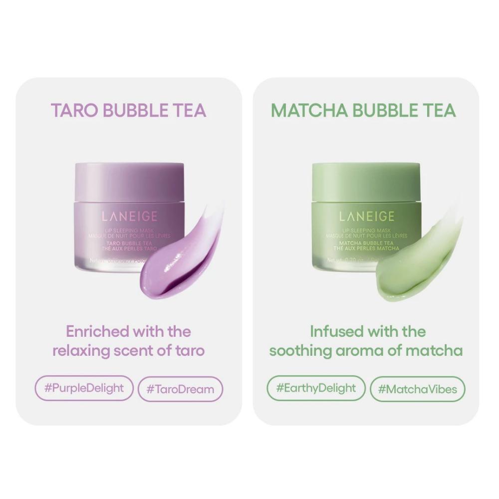 LANEIGE Lip Sleeping Mask (Taro Bubble Tea, Matcha Bubble Tea)
