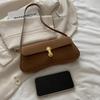 Vintage Faux Suede Shoulder Bags For Women Lock Decoration Small Underarm Bag Versatile Trendy Pillow Bags