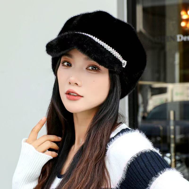 Women S Faux Fur Beret Winter Warm Thick Fashionable Hat
