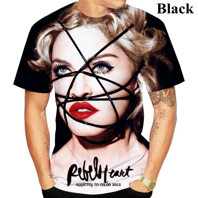 Popová zpěvačka herečka Madonna 3D potisk tričko Top Muži Ženy Móda Velká velikost Hip Hop Topy Trička Krátký rukáv Tričko Topy Ležérní