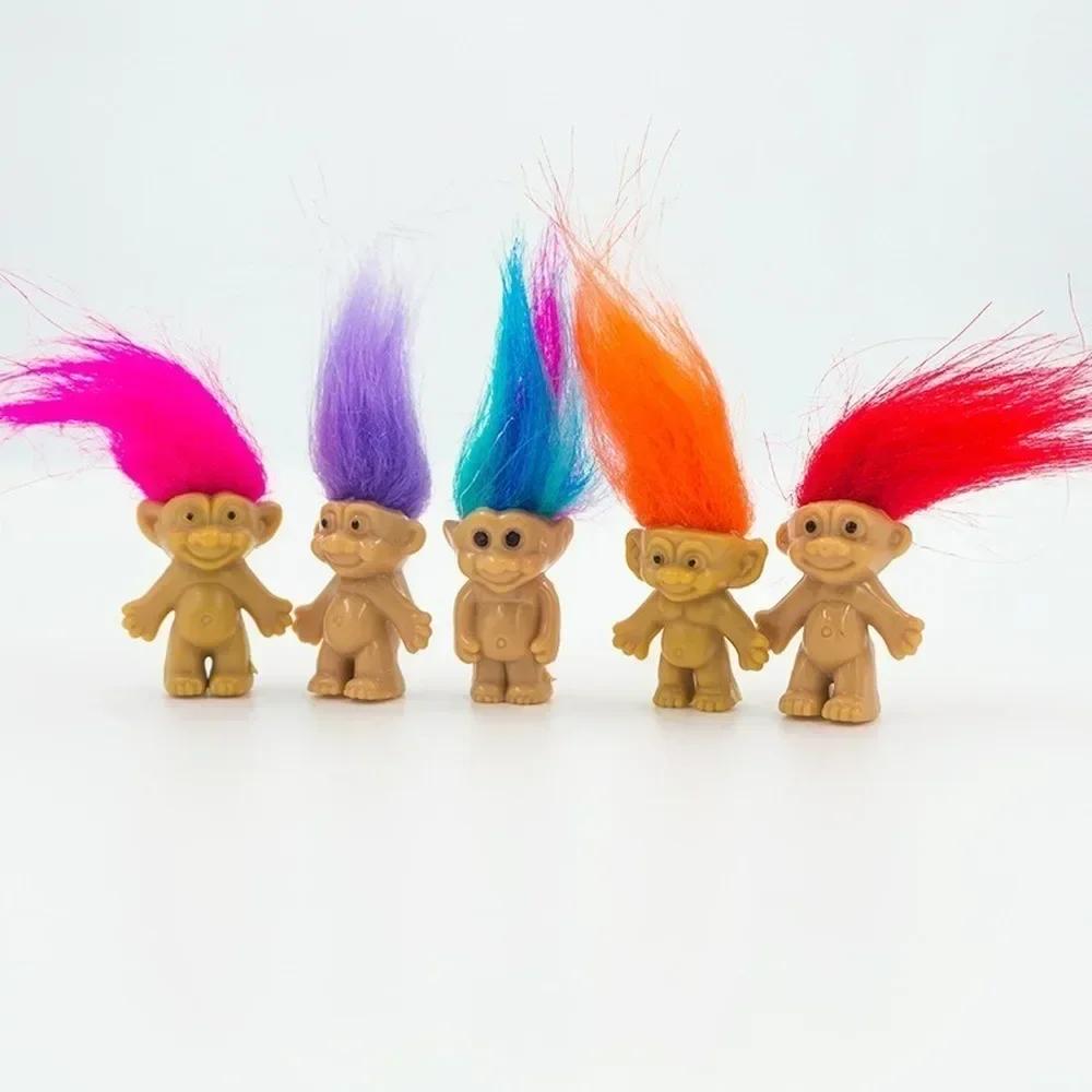 5/10Pcs Mini Troll Dolls Anime Action Figure Colorful Hair Family Members Models Collection Kids Toys for Home Decoration Gift
