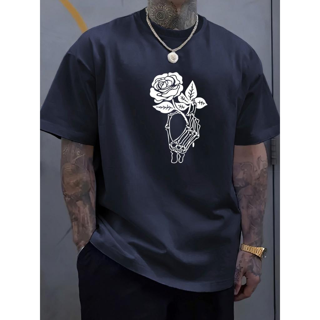 New men's summer fashion casual loose round neck short sleeved T-shirt top