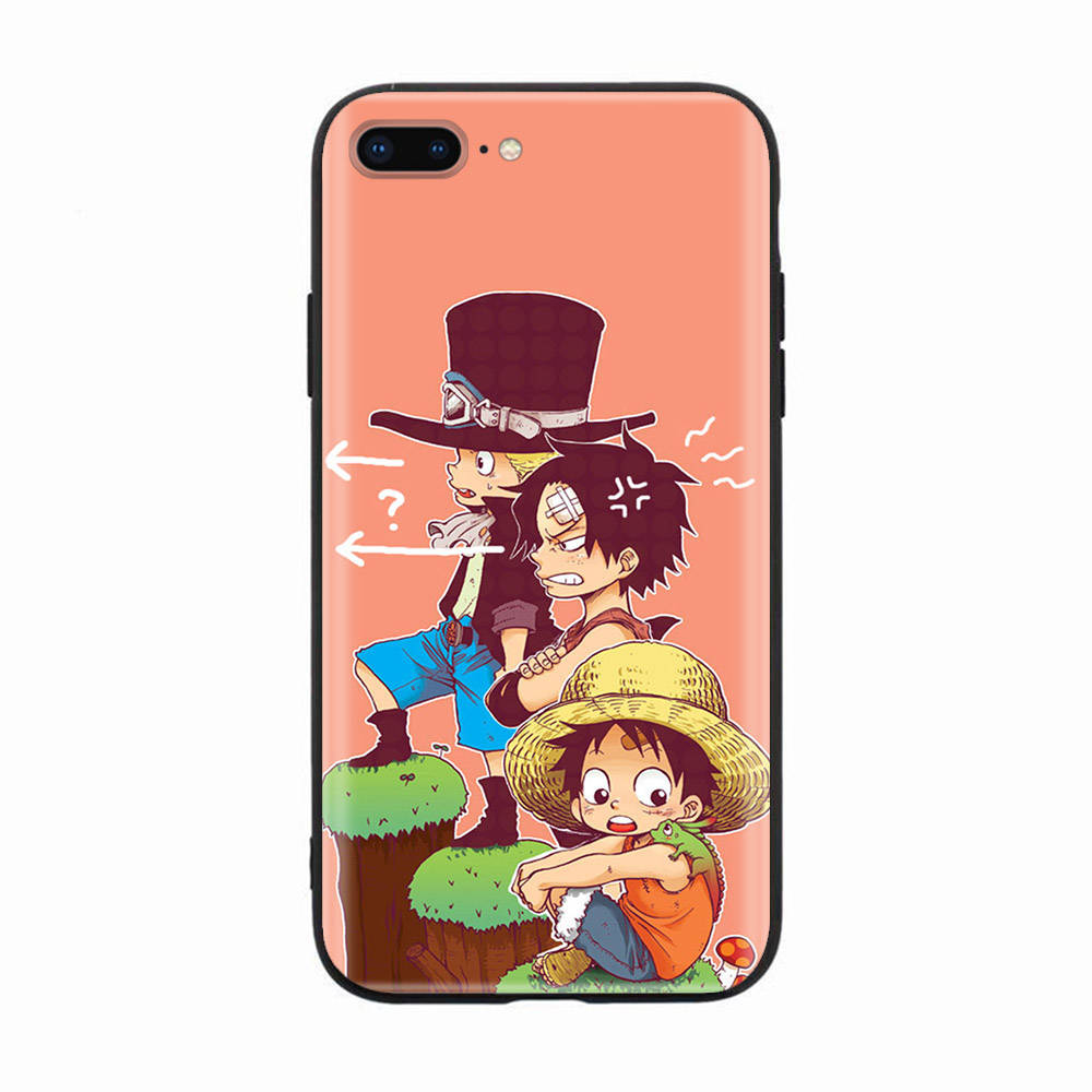 Black Case for Xiaomi Redmi 13C Note 9 iPhone XR 7 8 14 15 11 12 13 X XS Pro Max Samsung A25 S23 S24 FE Ultra Plus One Piece Ace