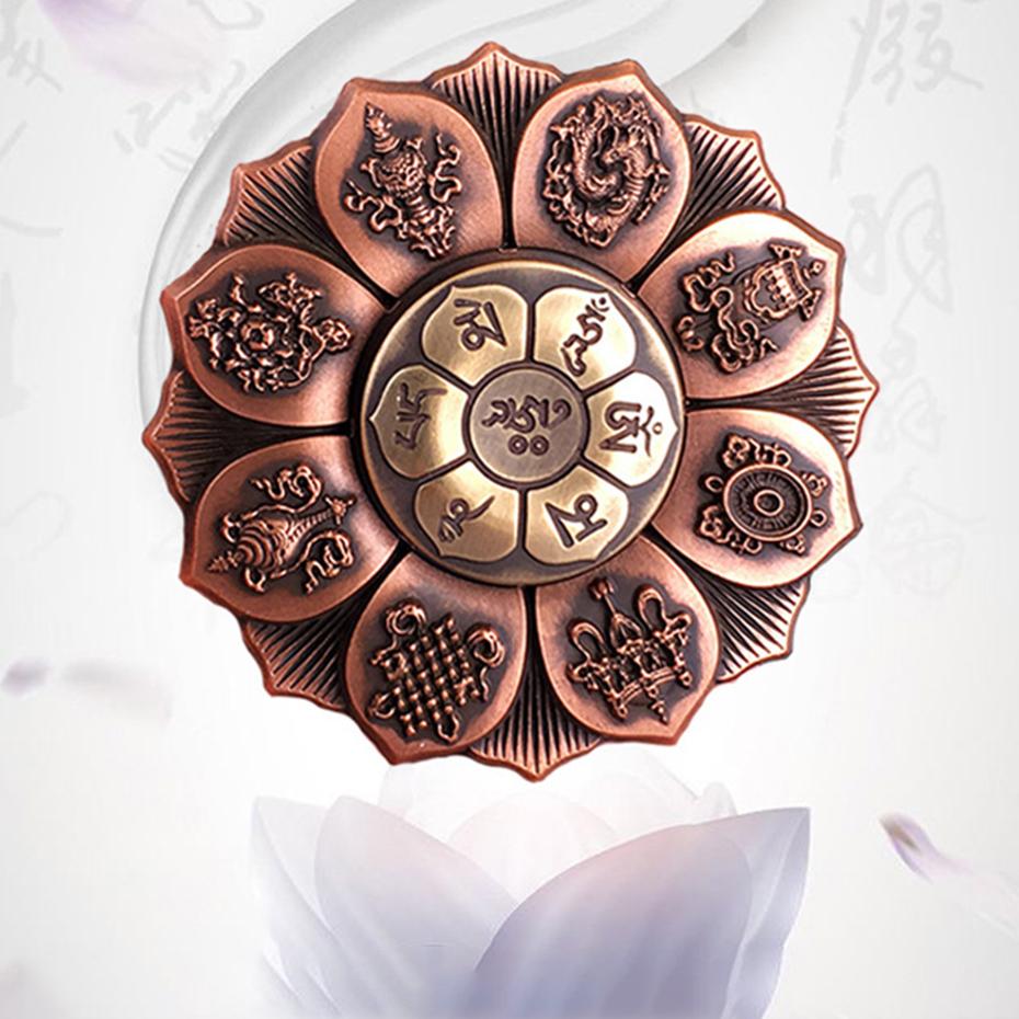 Lotus Fingertip Gyro Toy Buddha Eye Spinner Finger Gyro Lotus Wheel Bronze Fingertip Rotate Buddhist Meditation Decoration Gift