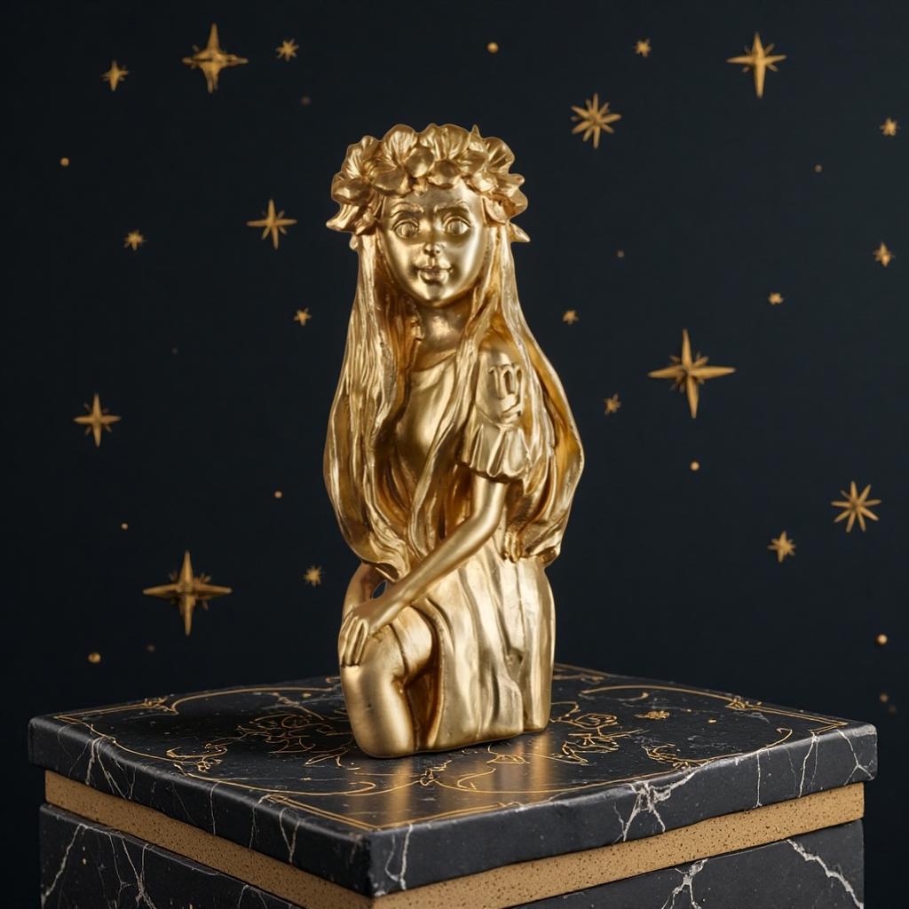 Kreatywne Statuetki Konstelacji 12 Znaków Zodiaku Panna Złota Dziewczyna Figurka Nordycka Wystrój Wnętrz Biurko Półka na Książki Prezenty Urodzinowe