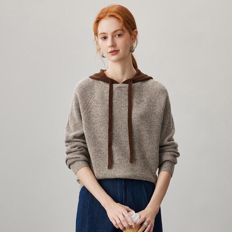 Kemonboka 100% Cashmere Women's Hooded Knit Sweater