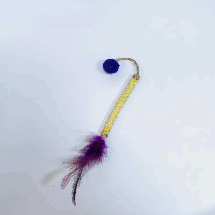 Hemp Wrapped Matatabi Cat Chew Stick Feather Molar Toy Interactive Kitten Teething Play Toy