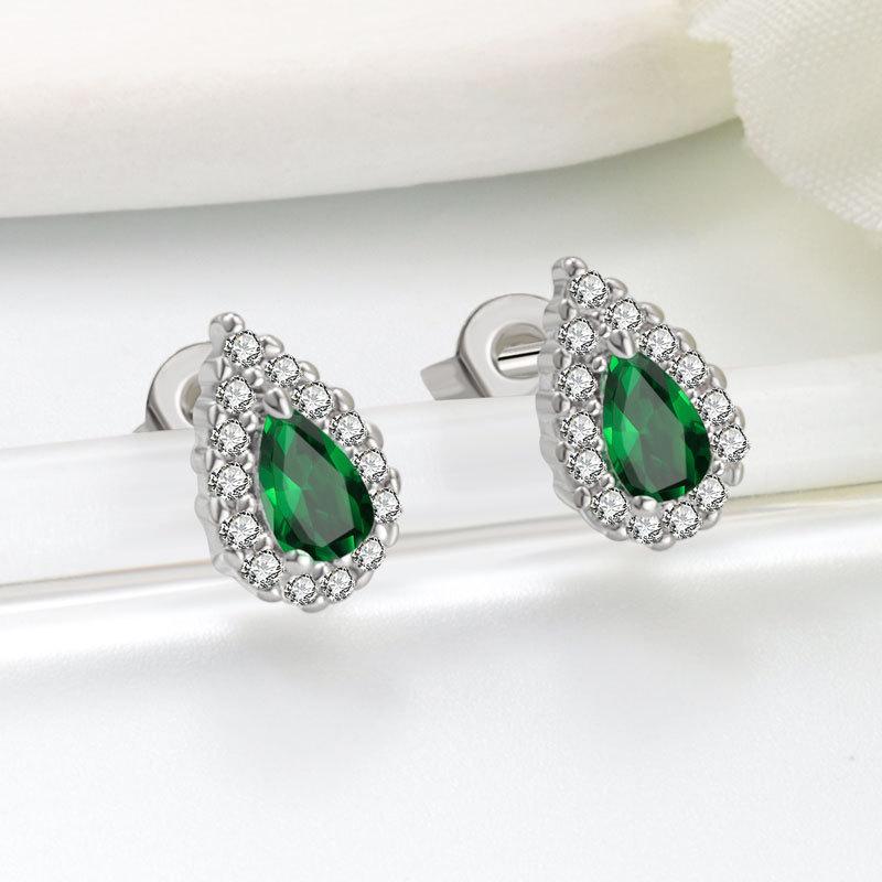 Exquisite Teardrop Micro Paved Zircon Stud Earrings Minimalist Light Luxury Fashion Versatile Women Jewelry