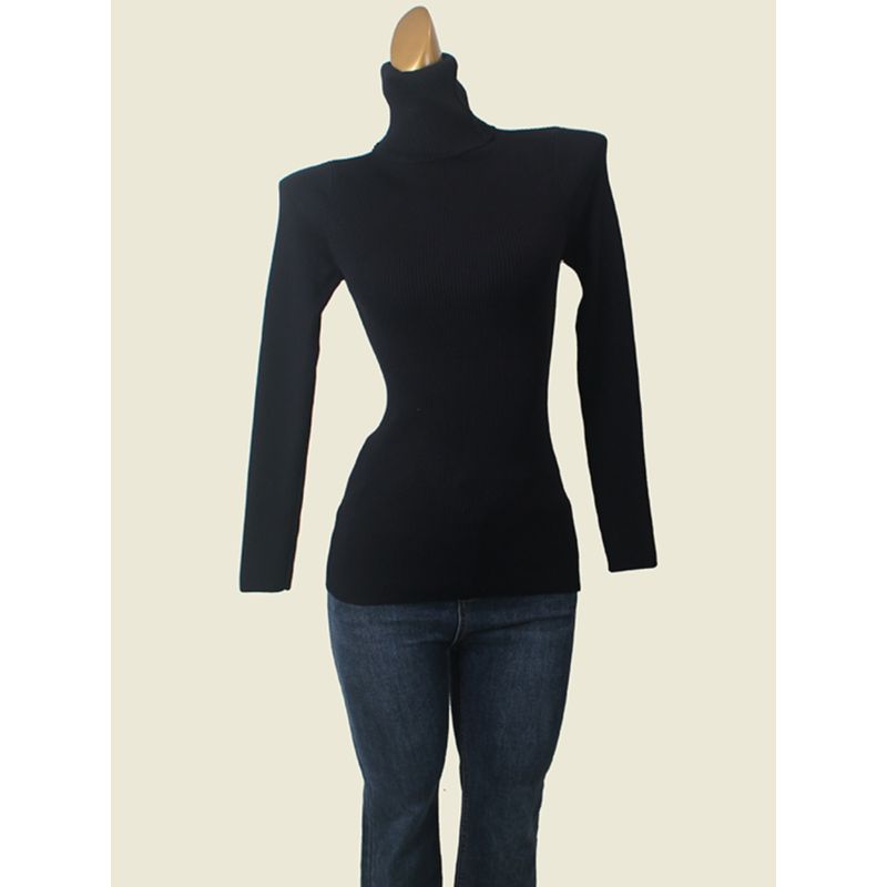 Minimalist Casual Pure Color Turtleneck Bottoming Shirt Fall and Winter Inner Wear Warm Long Sleeves Women's Pullover Rib Knitwear
