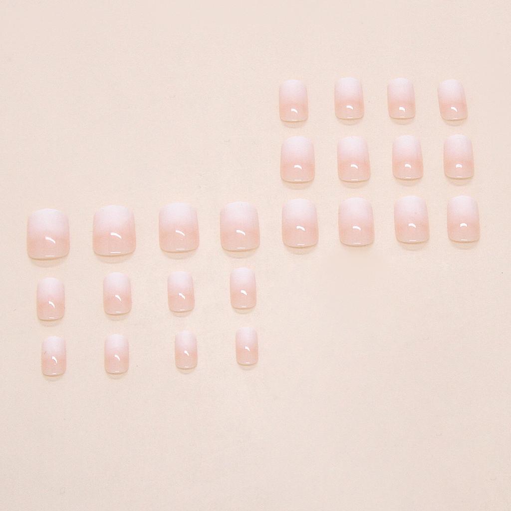 Nude Pink Ice Transparent Gradient Temperament Removable Manicure 24 Pieces Press On Nails