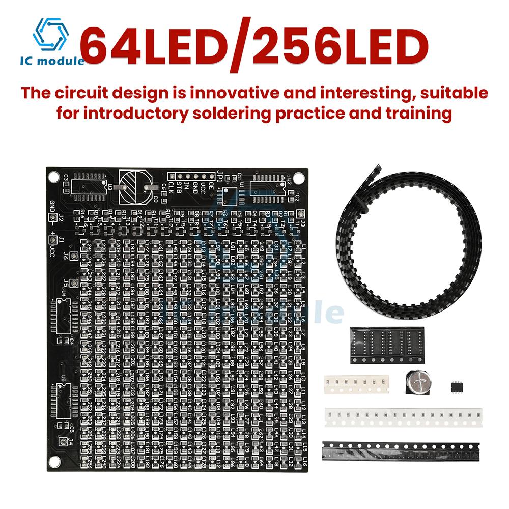 64LED/256LED Red Display LED SMD Dot Matrix Advertising Screen Welding Practice Kit Fun DIY Electronic Kit Soldering Practice