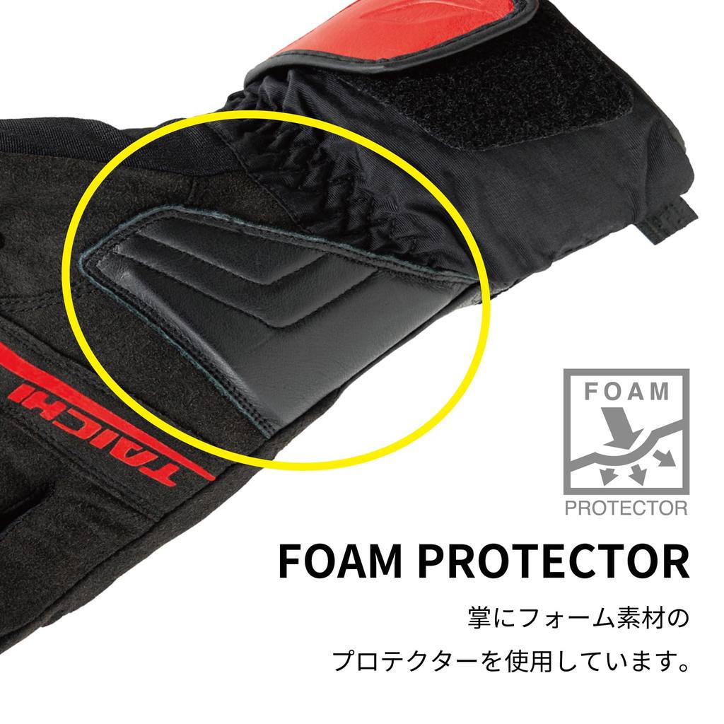 RS Taichi Sonic Winter RST626 Size for Motorcycle Cold and Touchscreen with Protector and Long Gloves, Black, L, Riding, Waterproof, Protection,