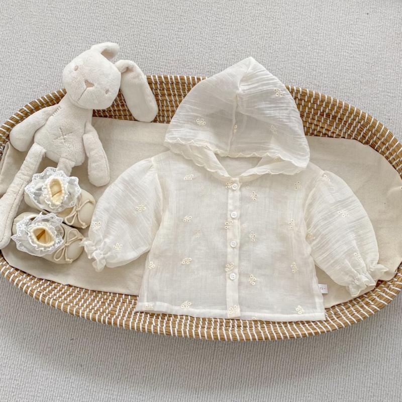 Kayoudo Baby Girl Floral Embroidered Hooded Sun Protection Jacket 80CM