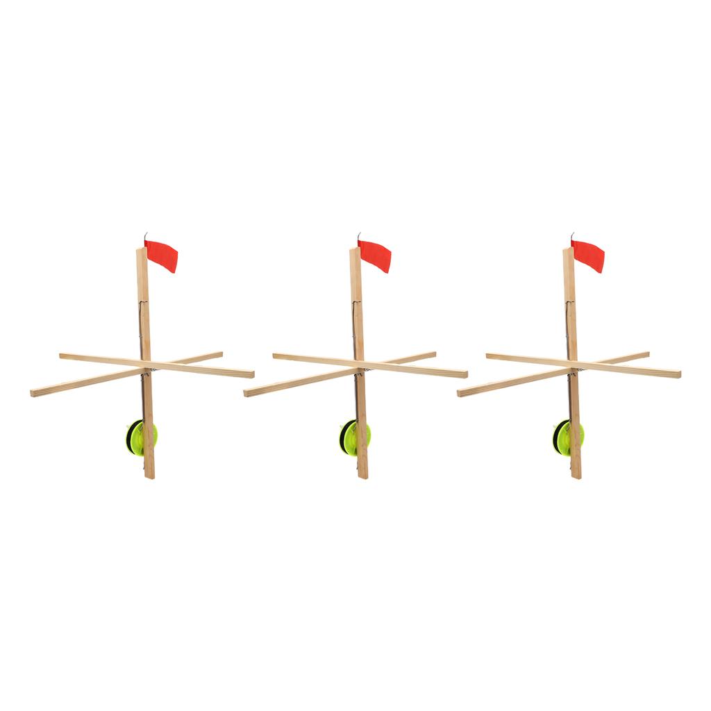 Ice Fishing Tip Up Flag High Visibility Flag Ice Fishing Equipment Gear with Fishing Net and 50M Nylon String