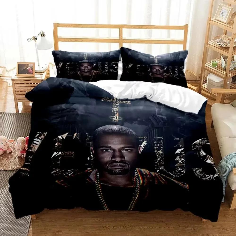 Rapper Kanye West Musik 3D Cartoon Printed Bedding Queen Bedding Set King Size Bedding Set Soft And Comfortable