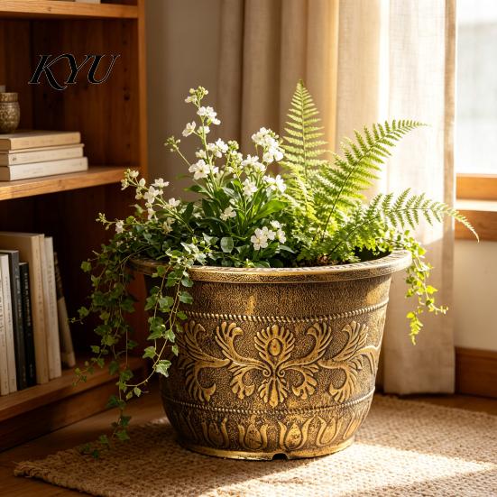 Large Aquatic Plant Pot Water Lily Planter, Vintage Round Pot, Without Drainage Hole, Flower for Hydroponic Plants Extra Plastic Lotus, Deep