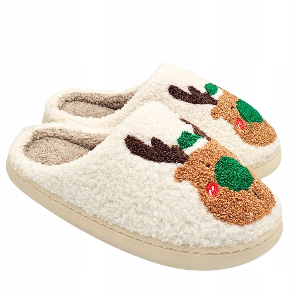 Women's Christmas Slippers Warm Home Slippers With Reindeer Size 37-38