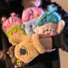DIY Ponytail Cartoon Plush Gloves Keep Warm Neck Hanging Mittens Cute Fluffy Gloves  Winter