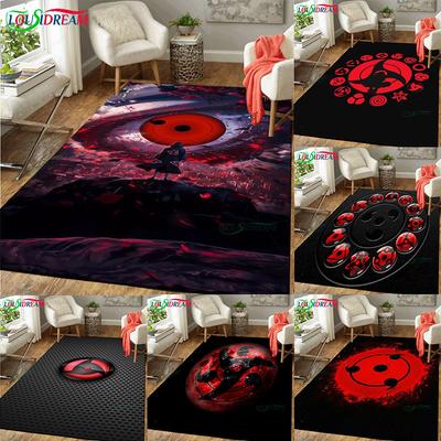 Anime Sharingan Carpet Rug Large Soft Flannel Floor Mat for Bedroom Living Room Decor Lightweight Blanket for Adults Kids Gift