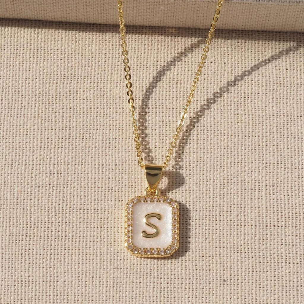Trendy Gold-Plated A-Z Initial Pendant Necklace with Enamel Finish