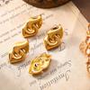 Style Simple Personality Peach Heart Double Ring Buckle Love Earrings Fashionable Retro 18K Gold-Plated Titanium Steel Stud Earrings