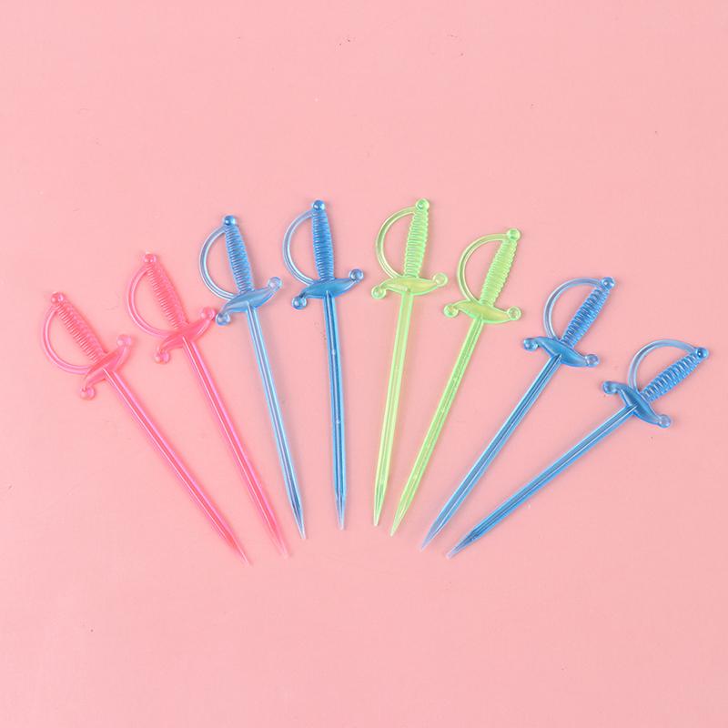 40 szt. mieszanych kolorów plastikowych patyczków do szaszłyków do owoców, koktajli, przekąsek, widelców