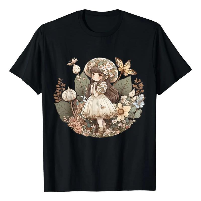 Bonita Camiseta Con Estampado Floral De Hadas De Fairycore P S