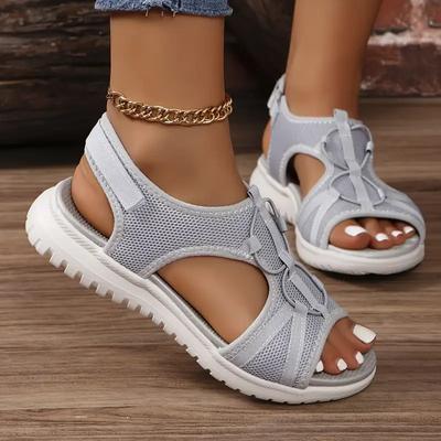 Women's Solid Color Casual Sandals, Ankle Strap Platform Soft Sole Walking Shoes, Wedge Summer Beach Shoes