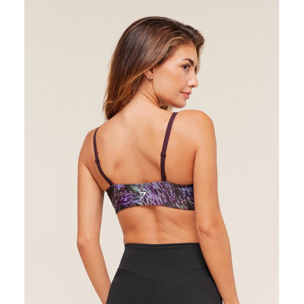 Gymshark Printed Twist Front Bralette Morning Blue B4b6z Udv2