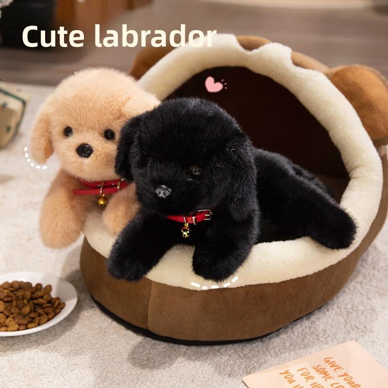Soft Labrador Plush Doll With Bell Collar Decoration For Children And Nap Time